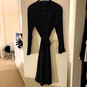 NWOT Uniqlo black polka dot shirt dress size L